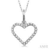1/10 ctw Round Cut Diamond Heart Shape Pendant in 14K White Gold with Chain